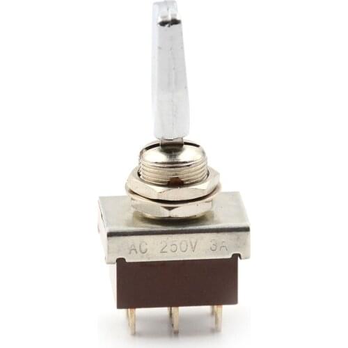 New AC 250V 3A 3 Position ON/OFF/ON DPDT Flat Handle Toggle Switch Mode KN3-203S