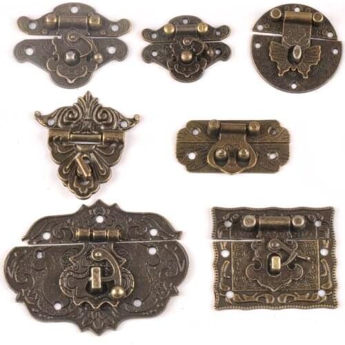 New Vintage Antique Brass Wood Suitcase Box Clasp For Wooden Boxes Hook Furniture Buckle Clasp Lock Decorative Latch Hasp C2264