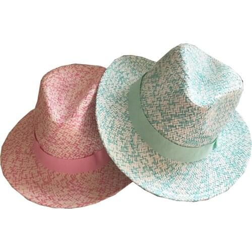 Panama 2021 Womens Summer Hat Casual Jazz Topper Hat Sun Protection Cap Female Flat Top Wide Brim Sun Hats Straw Hat Beach Hat