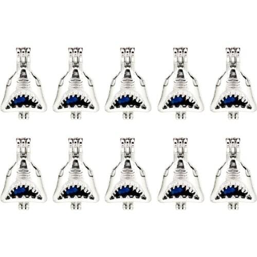 Shark Mouth Beads Cage Locket Pendant Essential Oil Diffuser Stone Pearl Cage 10X K1016