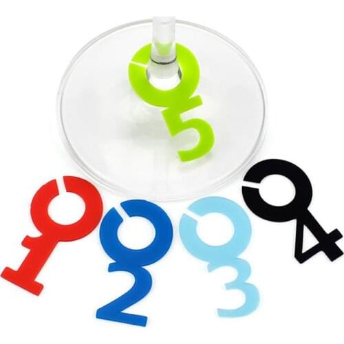 50pcs/set Wine Glass Charm Hanging Silicone Number Wine Glass Marker Drink Glass Tag Bar Accessories For Party