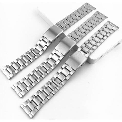 12mm 14mm 16mm 18mm 20mm 22mm Stainless Steel Watchband Men Women Metal Folding Buckle Strap Bracelet Wrist Band Accessories