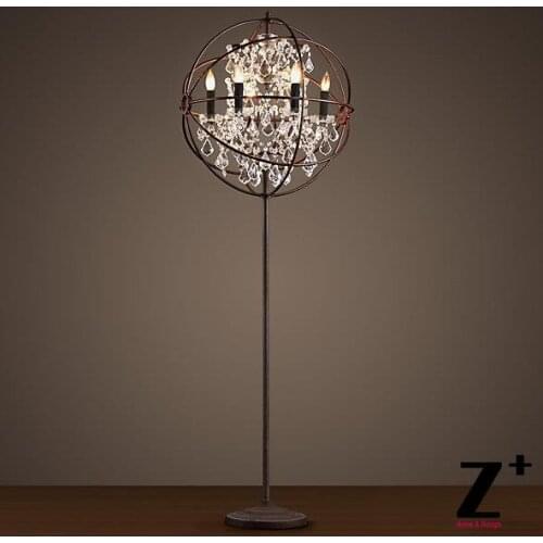 Replica item industrial lamp FOUCAULTS ORB CLEAR CRYSTAL FLOOR LAMP Rustic iron free shipping Lustre