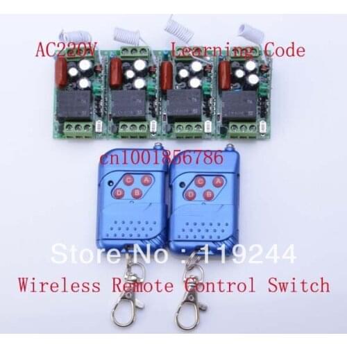 RF315Mhz/433Mhz 4 Receivers(Mini size)+2Transmitter 220V 1CH Wireless Remote Control Power Switch System For Home Smart
