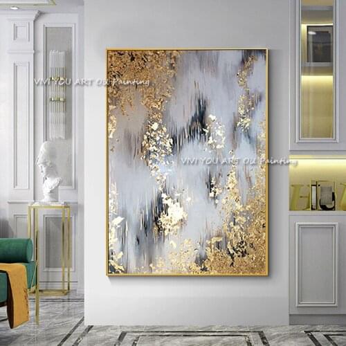 The Special Offer Handmade Foil Gold Christmas Oil Paintings On Canvas Abstract Wall Art Bursh Pictures For Home Decor No Framed