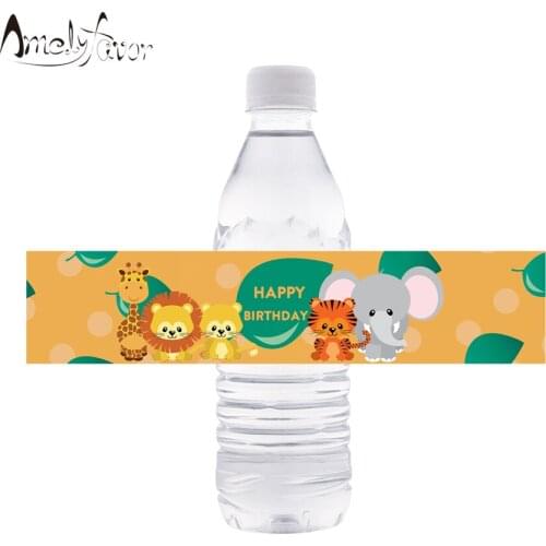 Safari Animals Theme Party Bottle Labels Animal Decoration Birthday Event Party Decorations Supplies Personalized Bottle Wrapper