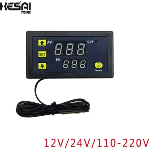 W3230 12V 24V AC110-220V Probe line 20A Thermostat Regulator Heating Cooling Control Thermoregulator With Sensor