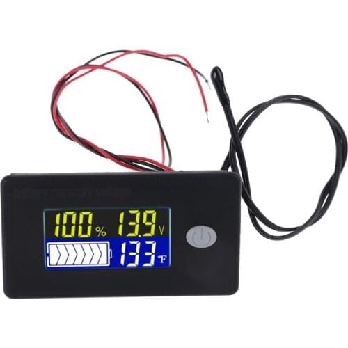 Upgraded Battery Capacity Indicator with Voltage Alarm Thermometer DC 10-100V Li-ion Lifepo4 Lead acid Battery Monitor