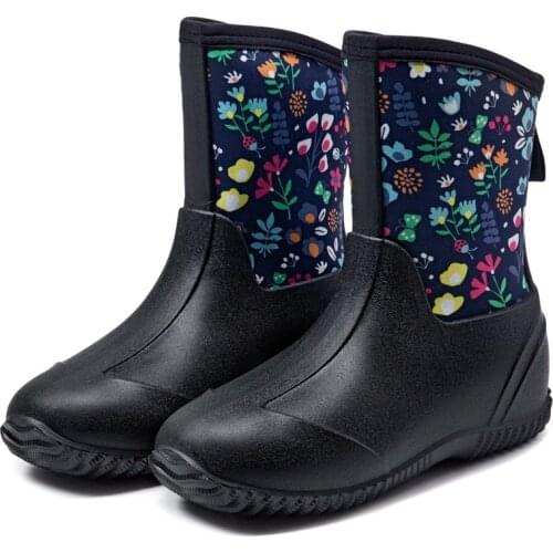 Upgraded Women Wading Boots Medium Tube Outdoor Camping Hiking Hunting Garden Waterproof Anti-wear Soft Wader Rain Shoes Female