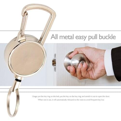 2.5cm Retractable Elastic Nylon Rope w/ Hook Anti-lost Metal Telescopic Keychain Retractable Key Ring Camping Tools