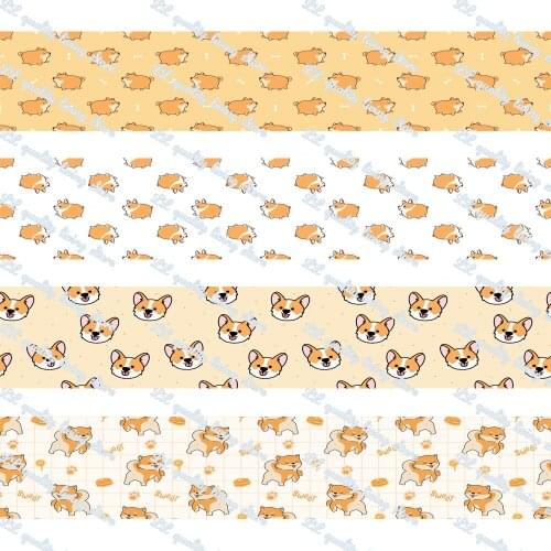 WL 3” Cute Cartoon Corgi Grosgrain Ribbon Gift Wrapping Hair Bow Diy Party Decoration Craft Supplies Animal Collar