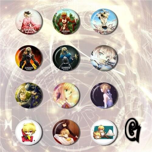 ZXFJXR 58MM Animation Fate/stay night Saber Ishtar Mash Kyrielight The Backpack Pin Brooch Animation Badge
