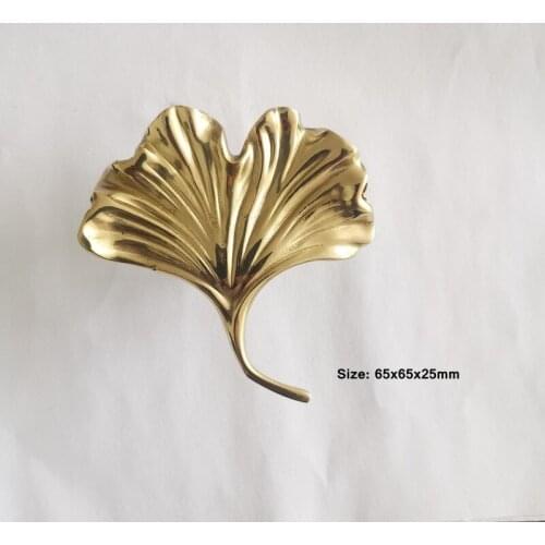 1PC Pure Copper Ginkgo Leaf Shaped Handle INS Drawer Cabinet Door Shoes Cabinet Knob Furniture Handles Diy Decoration Pulls