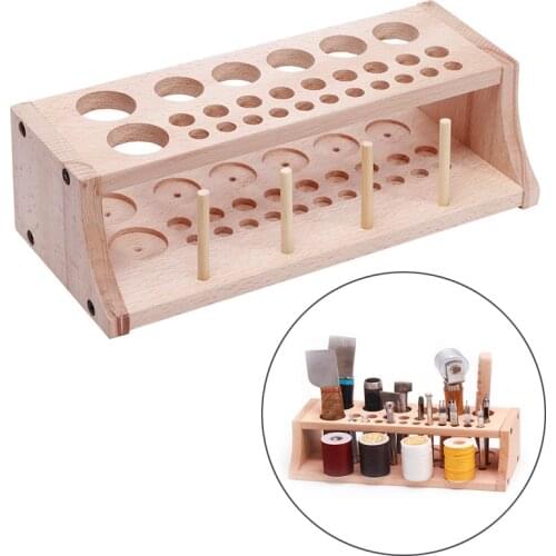 Nonvor 1Pcs Wooden Leather Craft Tool Holder Box Wood Rack Punch Handwork Tool Stand Holder Organizer for Drill Bits Storage