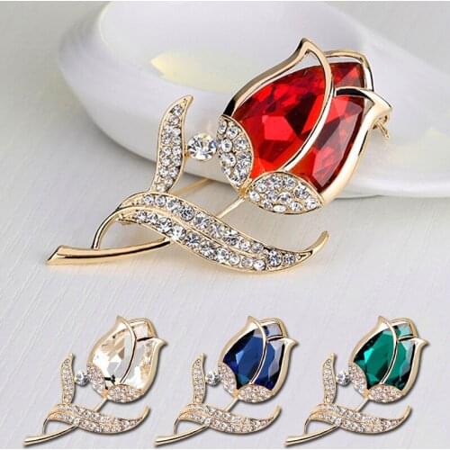 1PC Jewelry Gifts Brooch Pin Rhinestone Womens Rose Flower Crystal Brooches Wedding Accessories Elegant