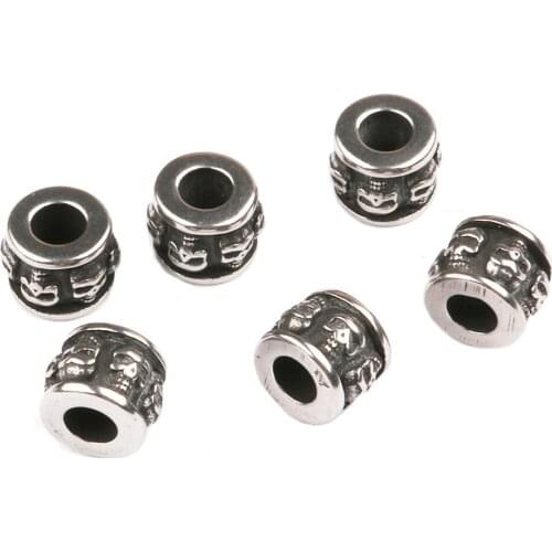 Antique Silver Color, 1PCS Stainless Steel Large Hole Skull Oval Loose Beads, Charms for Jewelry Making,Handmade DIY Accessories