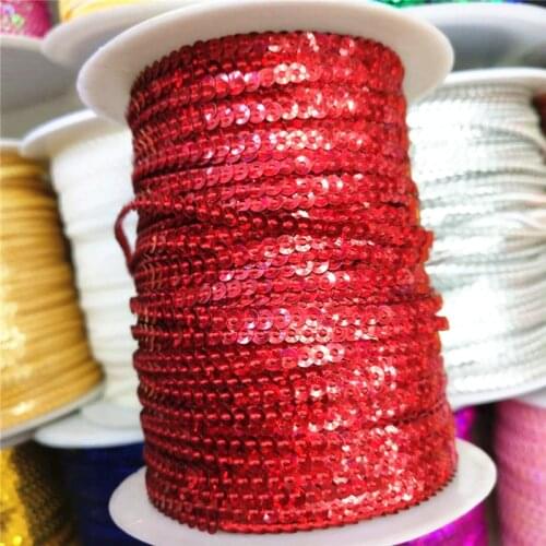 10 Yard 3mm Loose Sequins Trim For Crafts Paillette Ribbon Flake Strings DIY Sewing Accessories Hologramic Laser Red