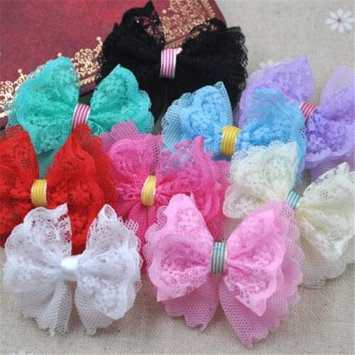 20PCS Mesh Ribbon Bow Flowers Appliques Craft Doll Decor Lots A287