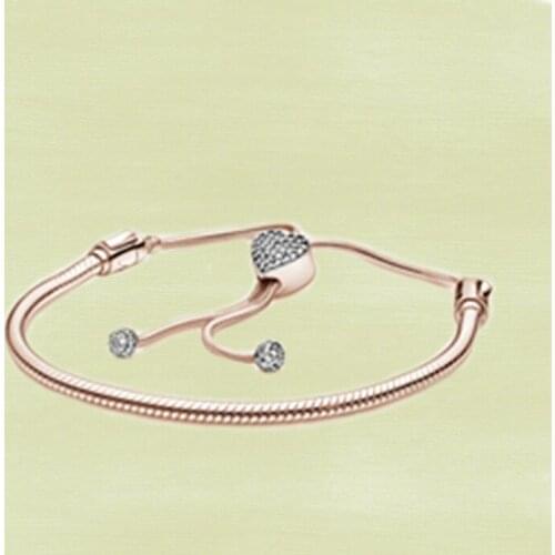 2021 High-quality New S925 Silver Rose Gold Heart-shaped Bracelet, Fashionable And Exquisite Jewelry For Ladies As Gifts