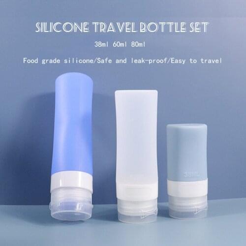 3Pcs/Set 38ml/60mm/80ml Silicone Travel Cosmetics Bottles Mini Empty Container Skincare Shower Gel Shampoo Jars Tools Portable
