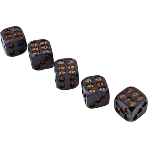 5pcs/set Black Skull Dice Grinning Skull Deluxe Devil Poker Dice Play Game Dice Tower With Death Table Games
