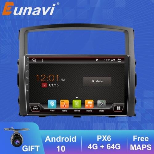 Eunavi 2 Din Car Radio For Mitsubishi Pajero 2006-2014 Multimedia Video Player Unit System 9'' Screen 4G Audio GPS Android 10