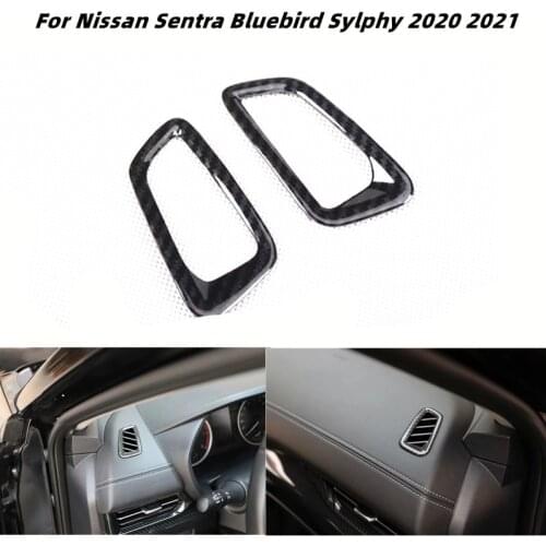 For Nissan Sentra Bluebird Sylphy 2020 2021 Car Accessories Carbon Fiber Interior Dashboard Air Vent AC Outlet Cover Trim ABS