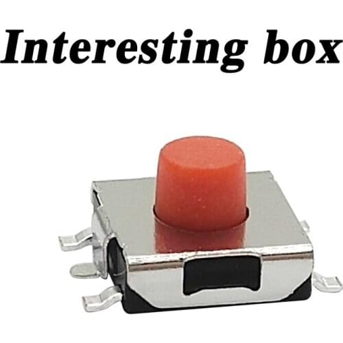 Free shipping TS-E001 touch switch 6.2*6.2*4.3 five-pin patch 6x6 flat seat red button button manufacturer DIY handmade accessor