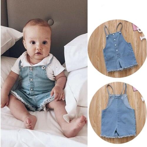 2019 Infant Baby Girls Denim Dress Romper Bodysuit Jumpsuit Pants Outfit Clothes