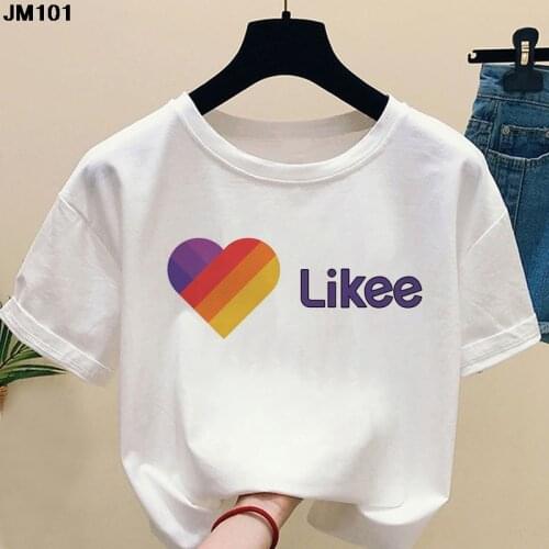 Harajuku Womens T Shirt Love Likee Print T-shirt Fashion Top Female Short Sleeve Tees Summer Casual White Woman Tshirt Clothing