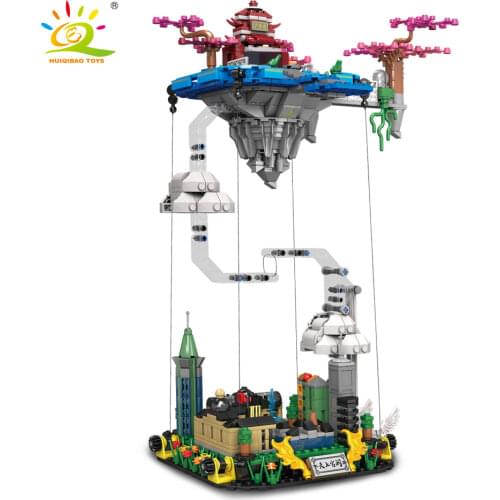 HUIQIBAO TOYS 1116PCS Palace Up in the Air Building Blocks for Children City Street View Scenes with Sound Light Creator Bricks
