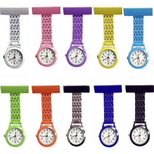 10pcs/lot Plating Colours Alloy Metal Thin Chain Nurse Doctor Pocket Watches Fashion Hospital Medical Gift Clock Quartz Watch