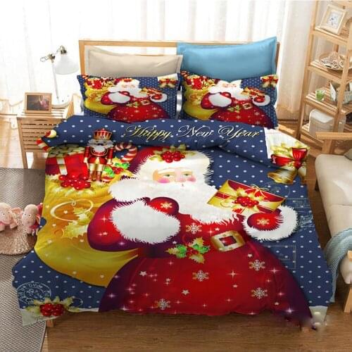 Christmas Santa Claus Quilt Cover Santa Claus Giving Presents 2/3pcs Bedding Set with Pillowcase Decorator Home Merry Christmas