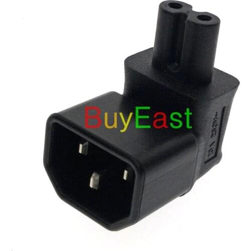 Lot 10 Power source IEC C14 male to C7 adapter, C7 to IEC C14 adapter 90 degrees
