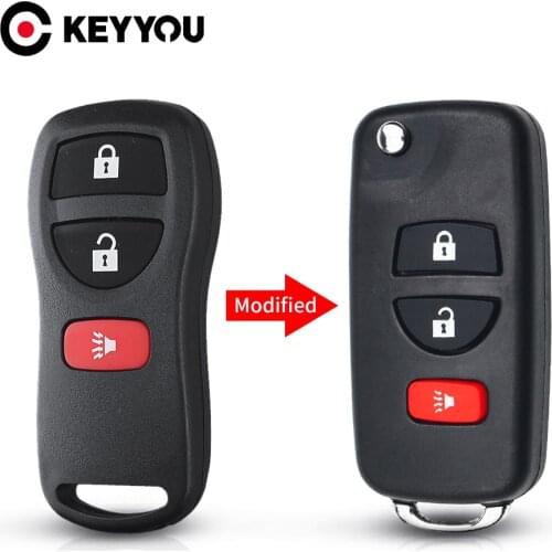 KEYYOU Modified Folding Car Key Replacement For NISSAN Pathfinder Titan Versa Maxima Frontier Xterra Murano INFINITI 2+1 BTN