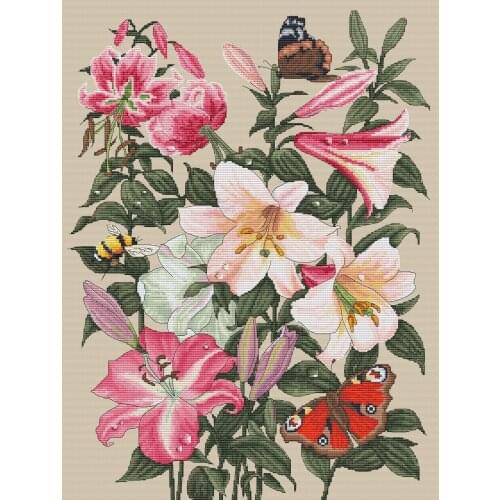 Lilies and Butterflies 48-60 cross stitch sets Counted Cross Stitch Cross Stitch Kits Embroidery Needlework Sets