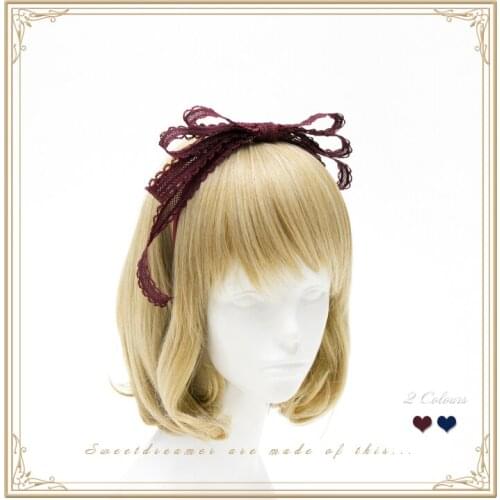 Elegant Handmade Vintage Lace Stack Hairband KC Bows Trim Lolita Sweet Daily Headband Headwear 3 Colors Joker