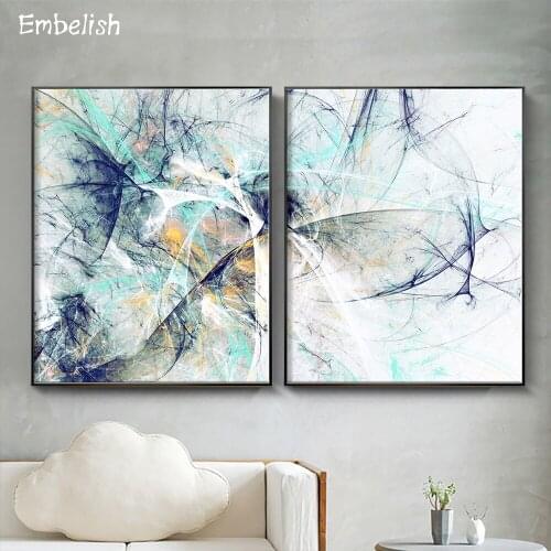 2 Pieces Nordic Style Ink Abstract Modern Home Decor Wall Pictures For Living Room HD Print Canvas Paintings Artworks