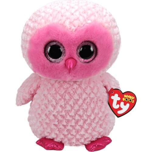 New 6 ‘’15cm Ty Beanie Stuffed Animals Doll Twiggy the Pink Owl Collectible Plush Animal Toys Big Eyes Soft Toys Gift
