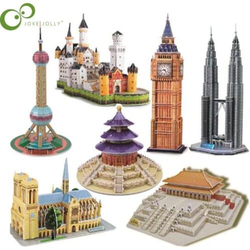 Large Size 3D Jigsaw Puzzle World Famous Architectural 3D Puzzle Miniature House Building Model Construction Toys Gift GYH