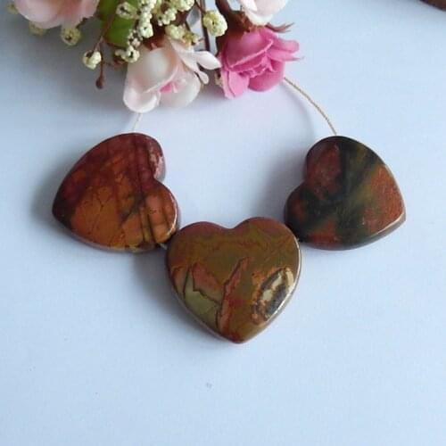 Wholesale gemstone 3pcs Multi-Color Picasso Jasper Charms Pendant Beads Jewelry Gift Gem Customized,35x33x9mm,35x32x9mm,48.1g