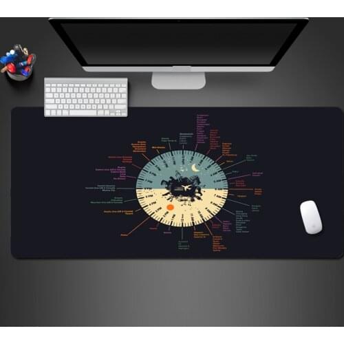 Creative Interesting World Clock Mouse Pad Lock Edge Washable PC Game Mousepad Computer Game Accessories Mouse Pad To Gamer Gift