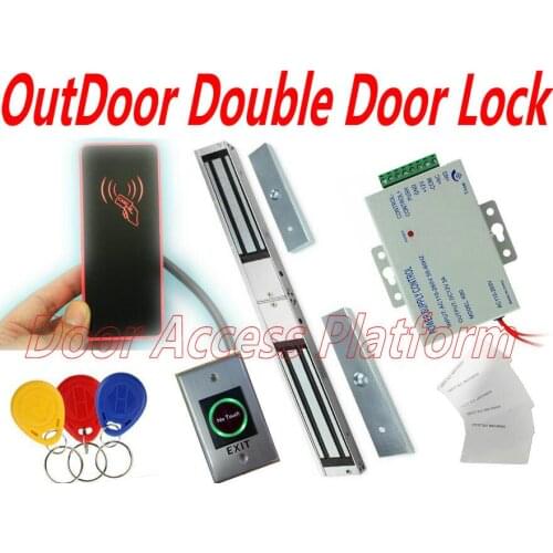 OutDoor Double Door Open Access EM RFID Card access controller+Power supply+Electronic Door Magnetic lock+NO Touch Infrared exit