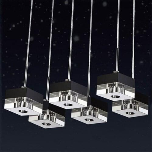 Pendant Light G4 LED Bulb Adapter k9 Crystal Black Clear Square Design Modern Restaurant Light 3 heads Hanging Lamps Customized