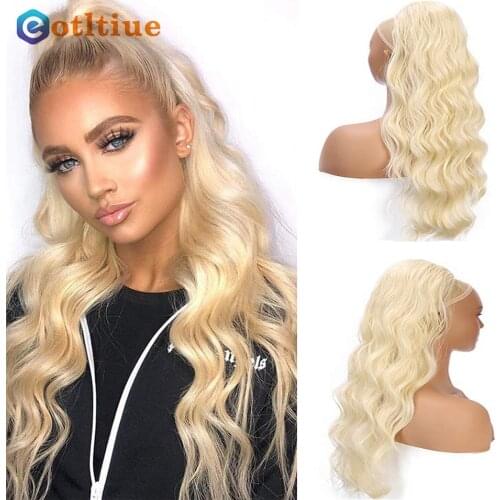 Eotltiue Drawstring Ponytail Straight Hair With #613 Color Ponytail Human Hair Clip In Extensions Brazilian Remy Hair For Women