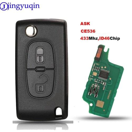 Jingyuqin ASK 2 Buttons Remote Flip Car Key For Peugeot 207 307 308 407 For Citroen 433MHz PCF7961 HU83 ID46 CE0536 With Logo