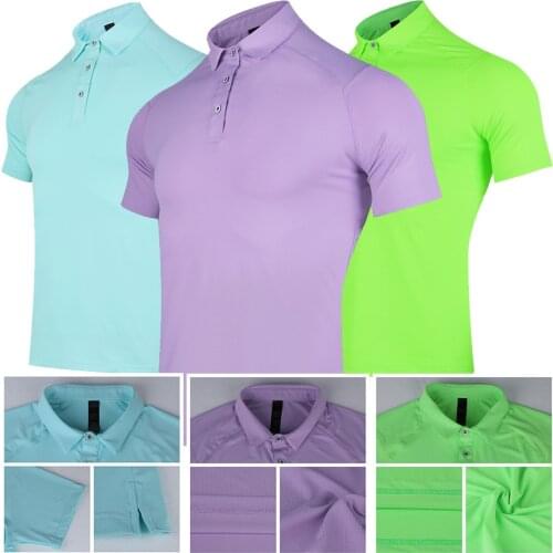 Summer Men Golf Shirts Gymnastics Training Run Golf Sportswear Breathable Comfortable Golf Club Lapel Short Sleeve Polo Shirt