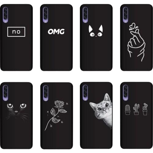 QAQsam Silicone Cover For Samsung Galaxy A50s Case Painting Flower Cat Moon Matte Phone Cases Funda