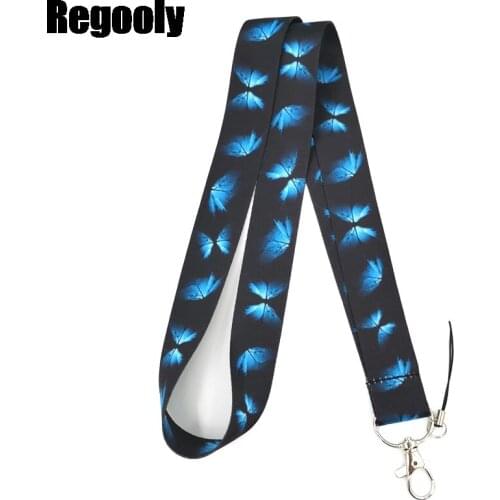 Blue Monarch butterfly Lanyards Cool Neck Strap webbings ribbons Phone Keys ID Card Holder Lanyard For Keys DIY Hang Ropes