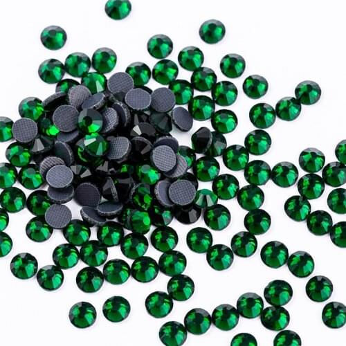 SS4-SS30 Emerald Hotfix Rhinestones Iron On Crystal Super Bright Glass Strass Flatback Hot fix Rhinestone For Diy Fabric Garment